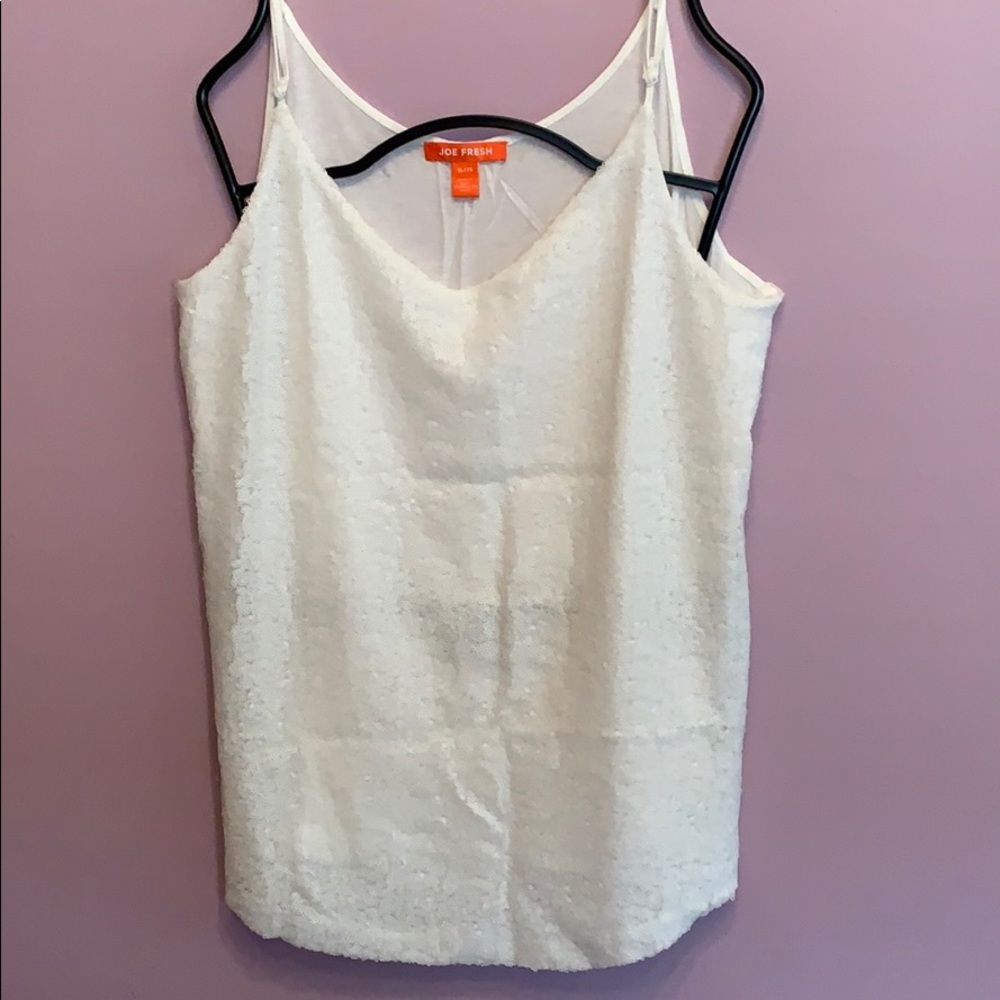 White matte sequin tank top